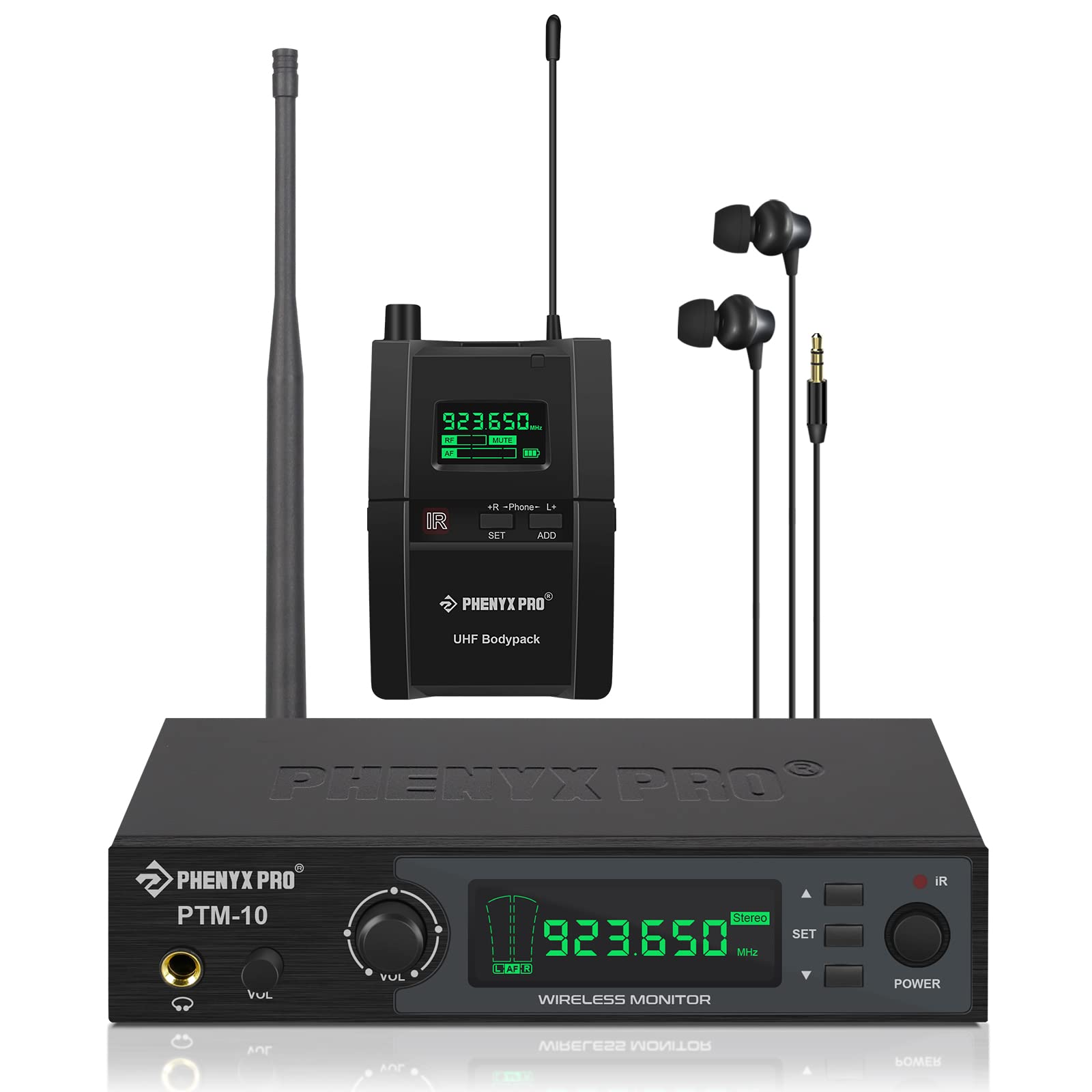 Phenyx Pro UHF Stereo Wireless in Ear Monitor System, 160 ft. Operation, PTM-10 (7883928699118)